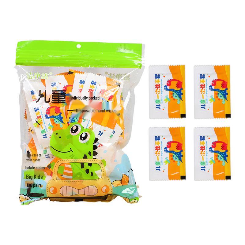 Guanti usa e getta per bambini, di qualità alimentare, con disegni animati - Guanti in PE confezionati singolarmente per disegnare e altro.