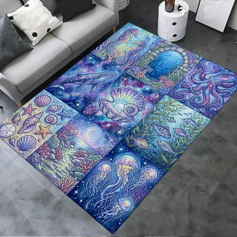 2025 New Dreamy Watercolor Ocean Carpet Rug for Living Room Bedroom Home Sofa Decoration,Kids Play Non-slip Floor Mat04