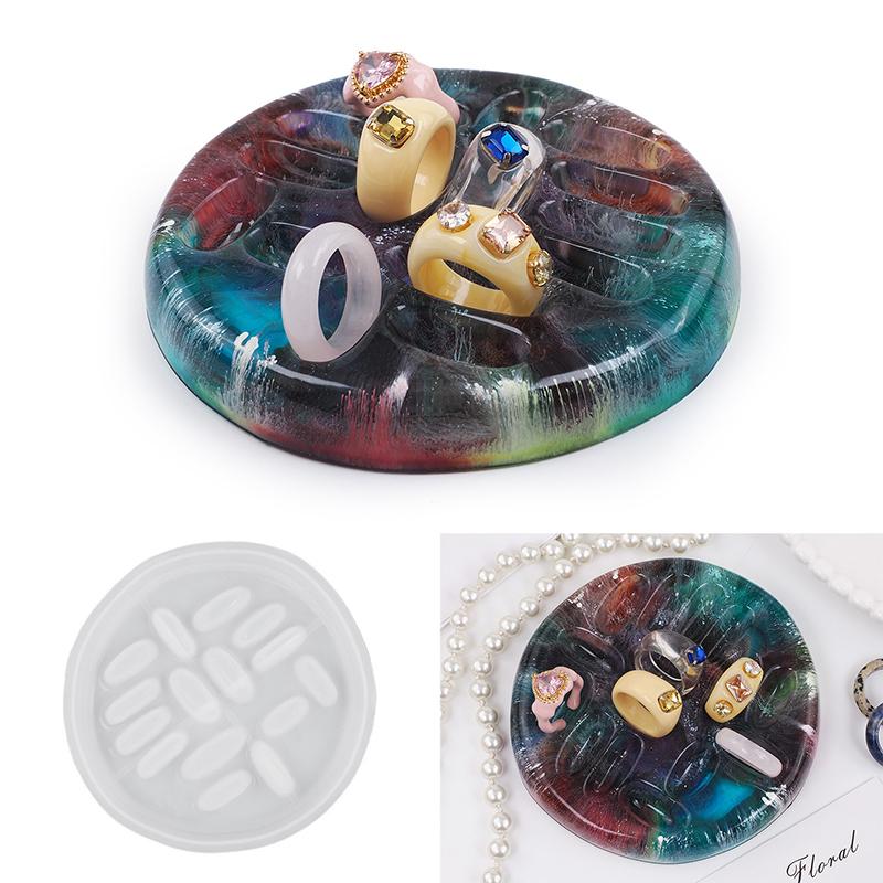 Runde Ringablage Silikonform DIY Handgemacht Tropfenkleber Harz Gips Unregelmäßig Schmuckaufbewahrungsform Ringablage