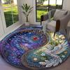 1pc Office Carpet, Blue Gold Balance Floral Visions Chair Rug, Living Room Printed Round Rug, Home Chair Floor Mat