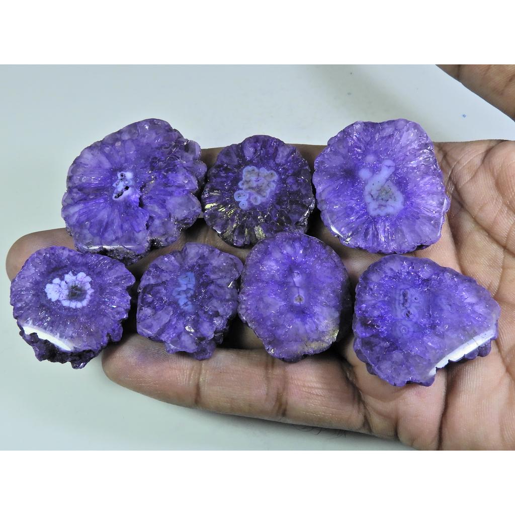 463Cts. Dyed Solar Druzy Agate Mix Shape Cabochon Loose Gemstone 07 Pcs Lot A-691