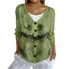 Women's Fashion Casual Knit Sweater Button-Up Halloween Printed  Cardigan Jacket