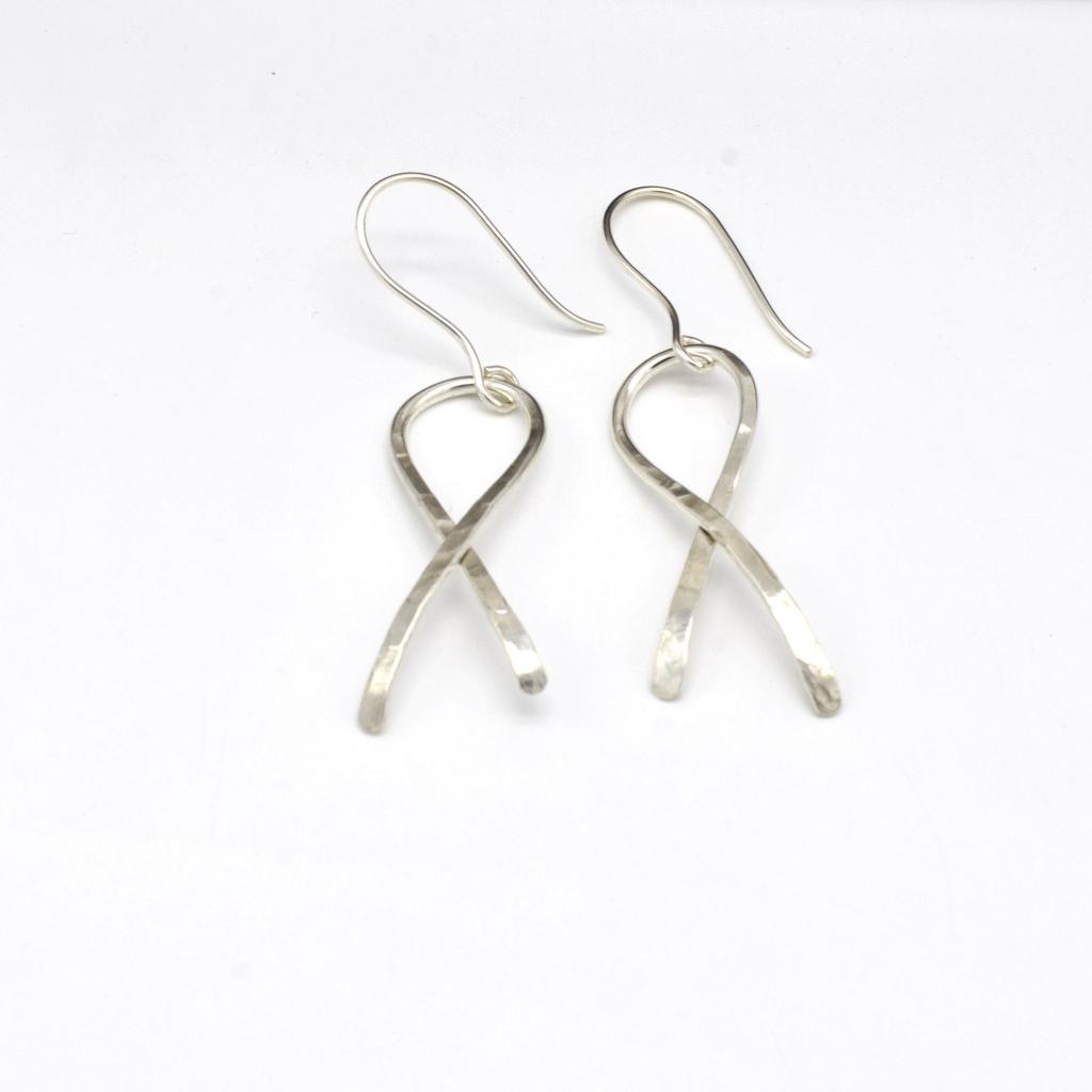 925 Sterling Silver Hammered Spiral Twist  Earrings, Handmade  Hammered Dangle Earrings, Gift For Her