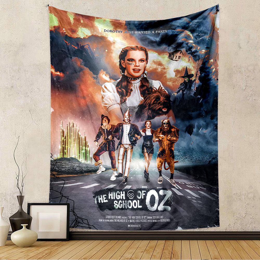 Wizard of Oz Tapestry Wall Hanging, Dorothy Wanted a Party School Poster Art, Retro Wall Decor for Bedroom Living Room Dorm