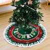 Festive Christmas Tree Skirt With Snow Edge Red English Letters For Holiday Decor