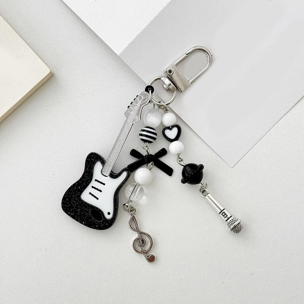 Aesthetic Music Guitar Keychain Cuteness Keyrings Hanging Pendant Suitable for Girls and Women Music Lovers Present