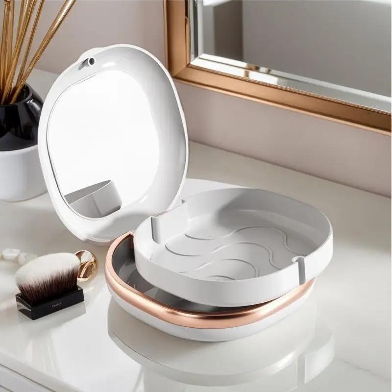 1 Pcs Braces Case With Mirror Dental Retainer Box Case Magnetic Aligner Mouth Guard Container For Teeth Travel False Denture Box