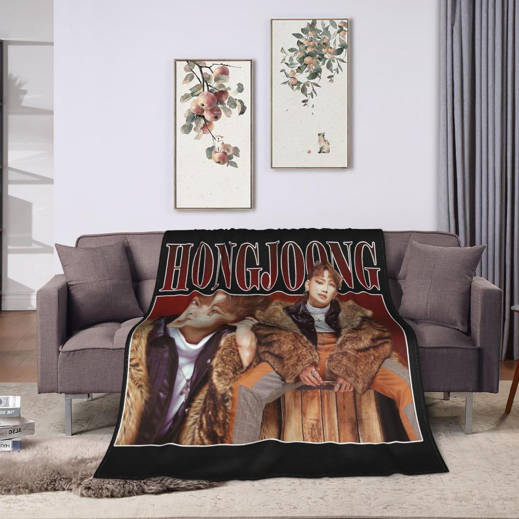 Korean Kpop Ateez MINGI Blanket Flannel Printed  Breathable Super Warm Throw Blankets for Home Travel Bedding Throws