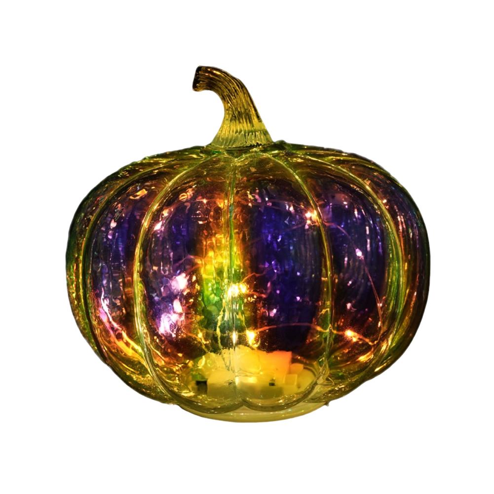 Halloween Twinkle LED Light Pumpkins with Timer Lighted Sparkling Starry Night Glass Pumpkin Lamp Outdoor Lighted Decorations