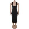C7322 Elegant Slim-Fit Women's Dress with Button Decoration