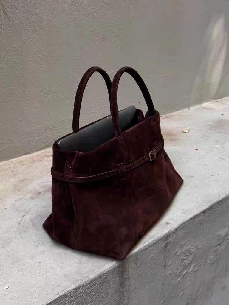 2024 Autumn/Winter Frosted Suede Belt Buckle Tote - Lazy Style Commuter Women's Bag