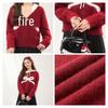 MJ STYLE Women's Contrast Bow Knit Sweater