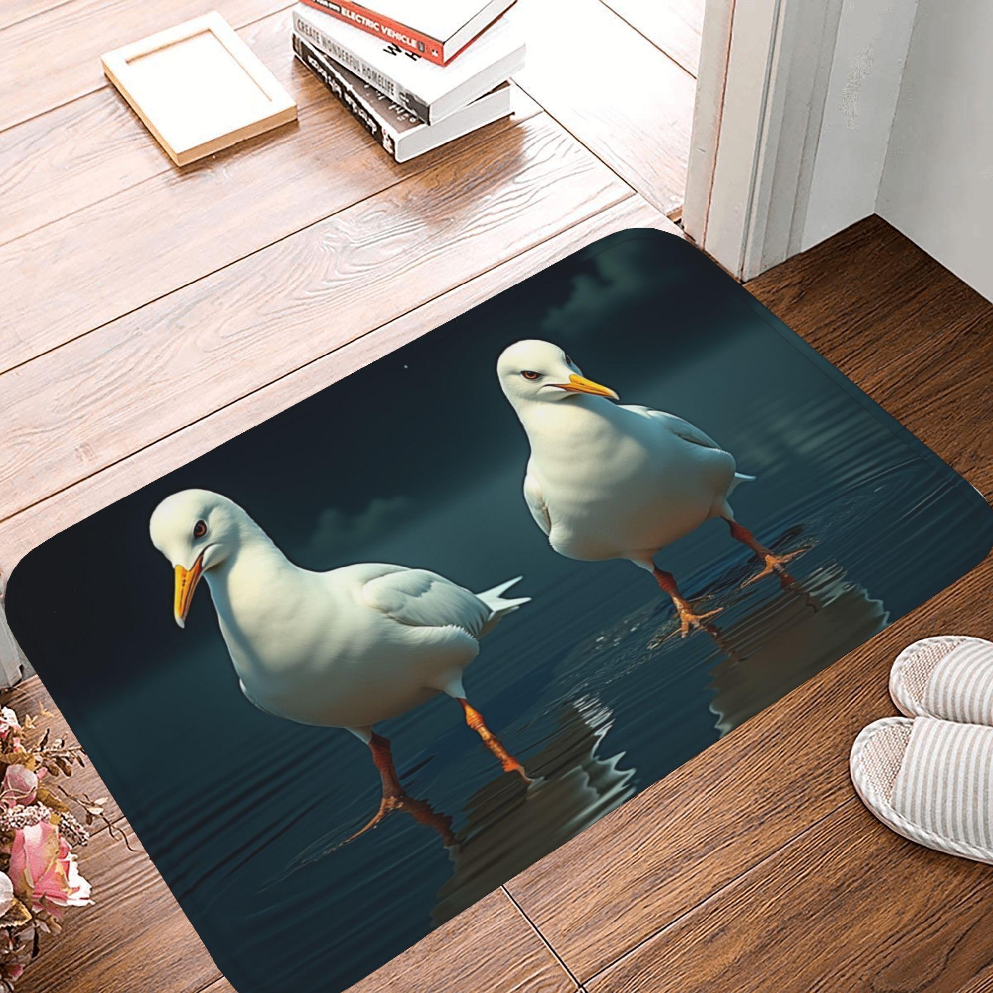 

1PC Two Seagulls Pattern Kitchen Rug Non-Slip Door Mat Pop design Bathroom Rug Bath Mat Carpet for Home Sink Laundry ecoreeree 40cm x 60cm