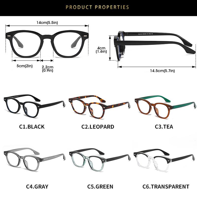  Fashion Men Round Glasses Anti Blue Light Rice Nail Women Eyeglass Fashion Luxury Retro Round Frame Computer Eyewear