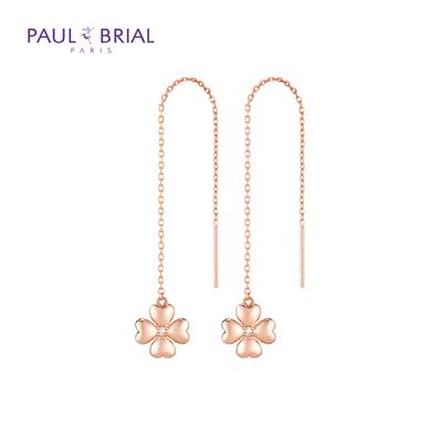 PAULBRIAL [SILVER] PASE0036 Four-leaf Clover Drop Earrings