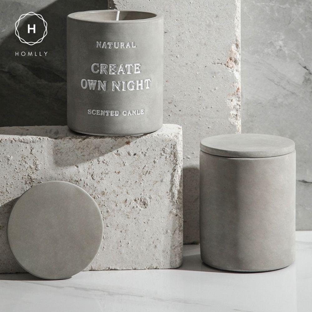 Homlly Apothecary Scented Soy Candles Wood Wick Concrete Holder