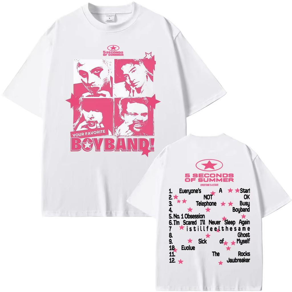 5 Seconds of Summer Everyone's A Star World Tour 2026 T Shirt Men Women Fashion Hip Hop Rock Punk Oversized Short Y2k Short Sleeves Classic