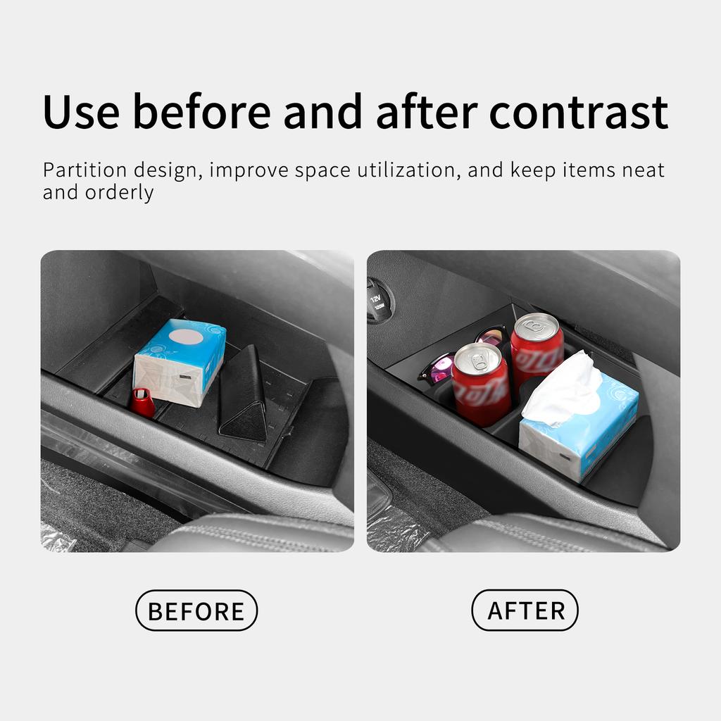 for Hyundai Santa Fe 2024 2025 2026 Car Central Lower Layer Storage Box Cup Holder TPE Organizer Tray Accessories Tidying