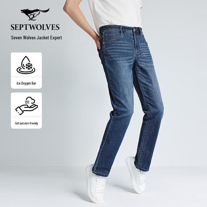 

Septwolves Men s Lycra Cooling Stretch Straight-Leg Jeans 30