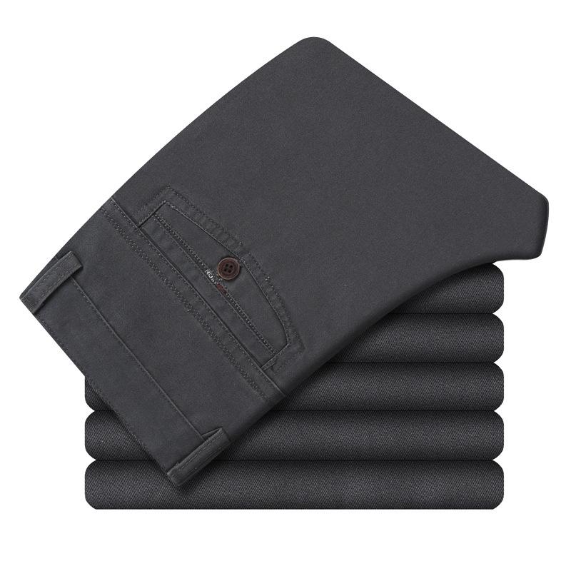 Men's Autumn & Winter Pure Cotton Loose-Fit Business Casual Trousers for Middle-Aged & Elderly
