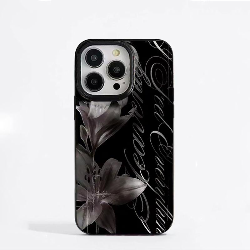 

Чехол для телефона с узором из цветов темной лилии для IPhone 11 13 15 Pro 14 16 Plus 12 Pro Max 17Air, силиконовый мягкий прозрачный чехол-оболочка iPhone 16 Pro Max