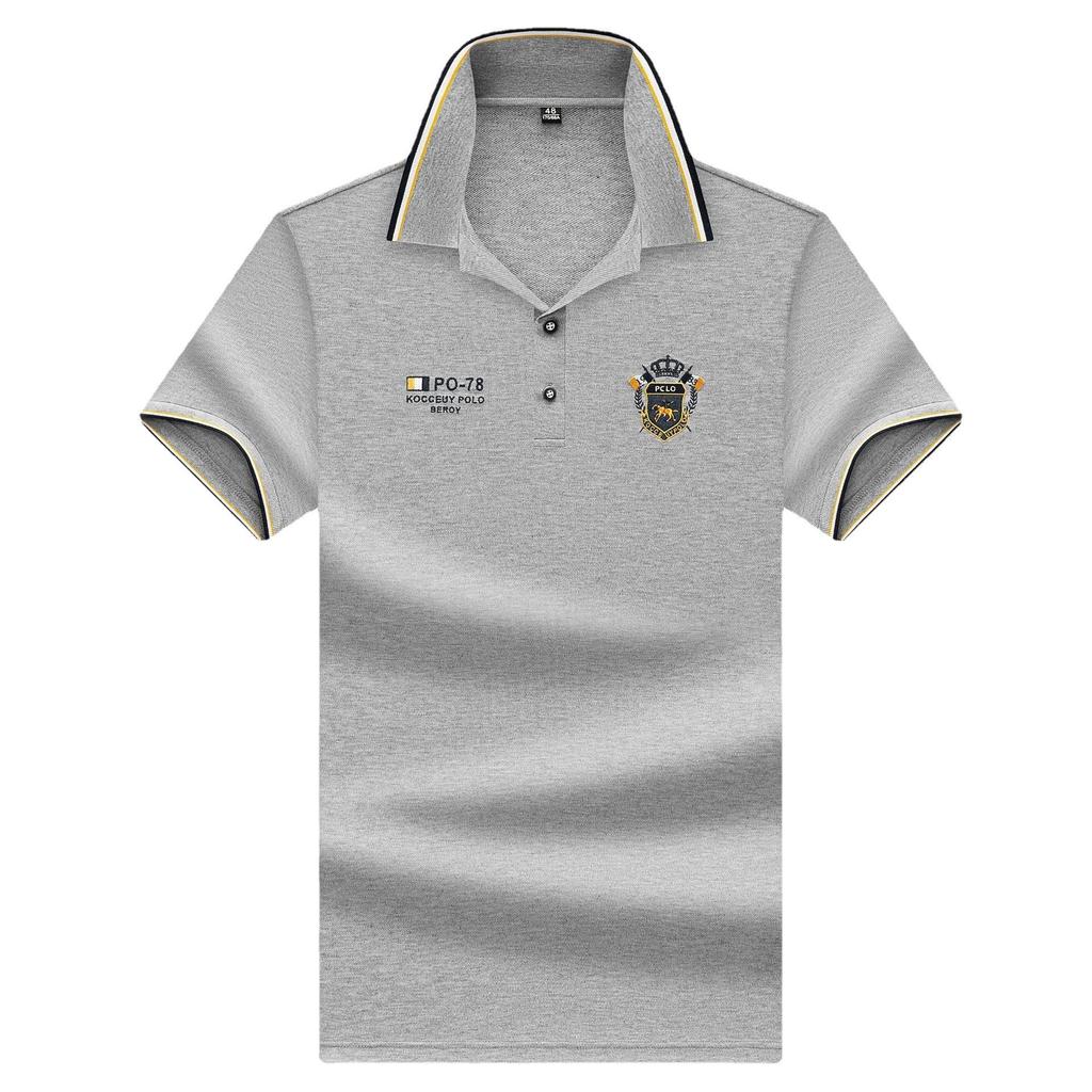 Men's Spring and Summer Plus Size Lapel Pullover Paragraph Short-sleeved Solid Colour Simple Polo Shirt