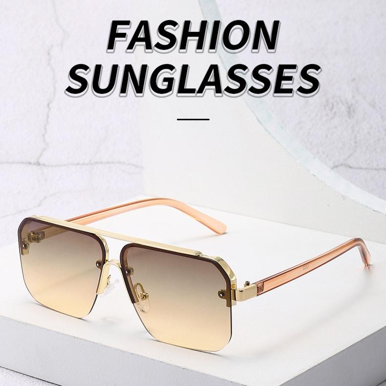 Men's sunglasses, new square metal sunglasses, women's sunscreen half-frame sunglasses.