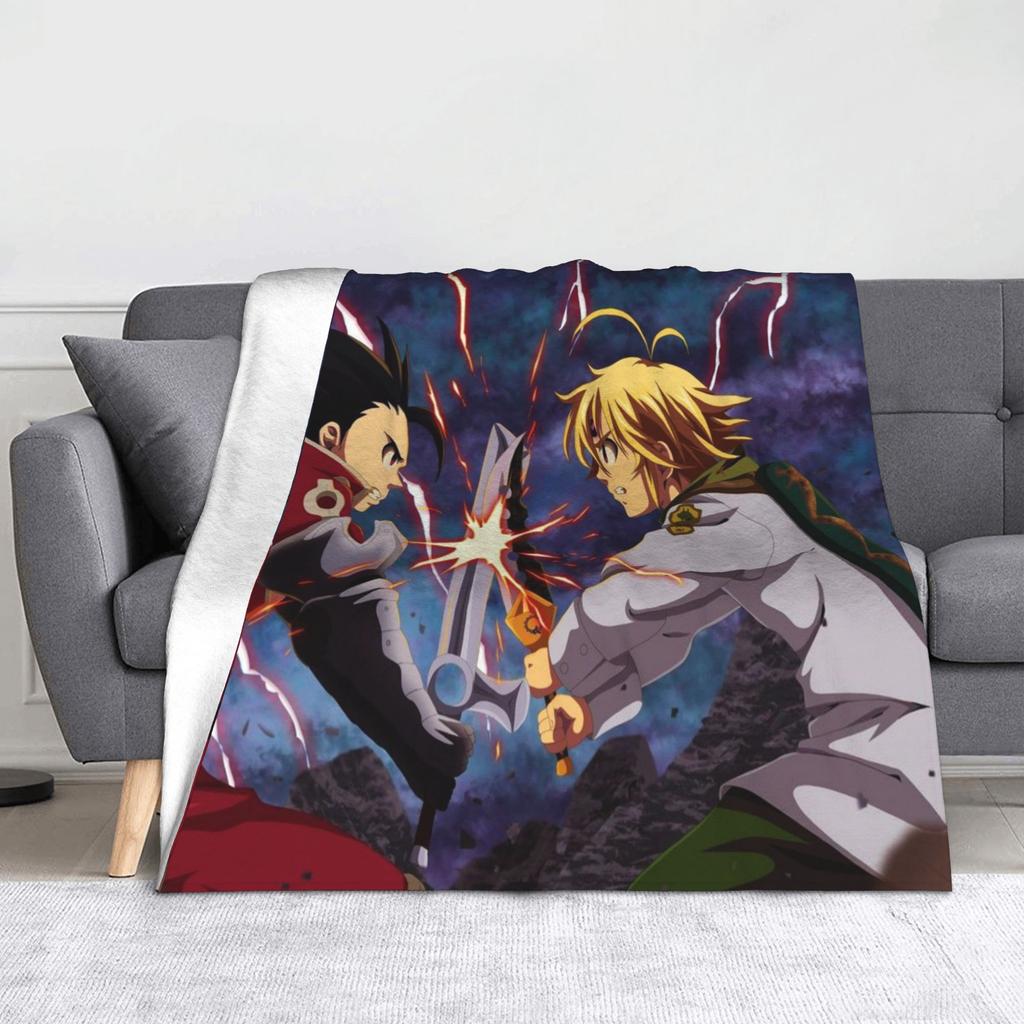 Sevendeadlysinse Meliodas Knitted Blanket Fleece Nanatsu no Taizai Ultra-Soft Throw Blankets for Outdoor Travel Bedroom Quilt