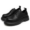 Fashion Casual Derby Men's Leather Shoes Trendy  Minimalist Style Leisure Party Groom Wedding Thick Soled Quality Youth Shoes