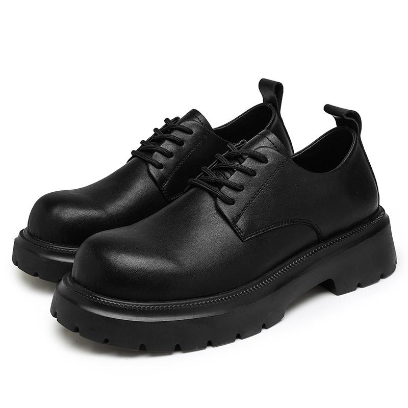 Fashion Casual Derby Men's Leather Shoes Trendy  Minimalist Style Leisure Party Groom Wedding Thick Soled Quality Youth Shoes