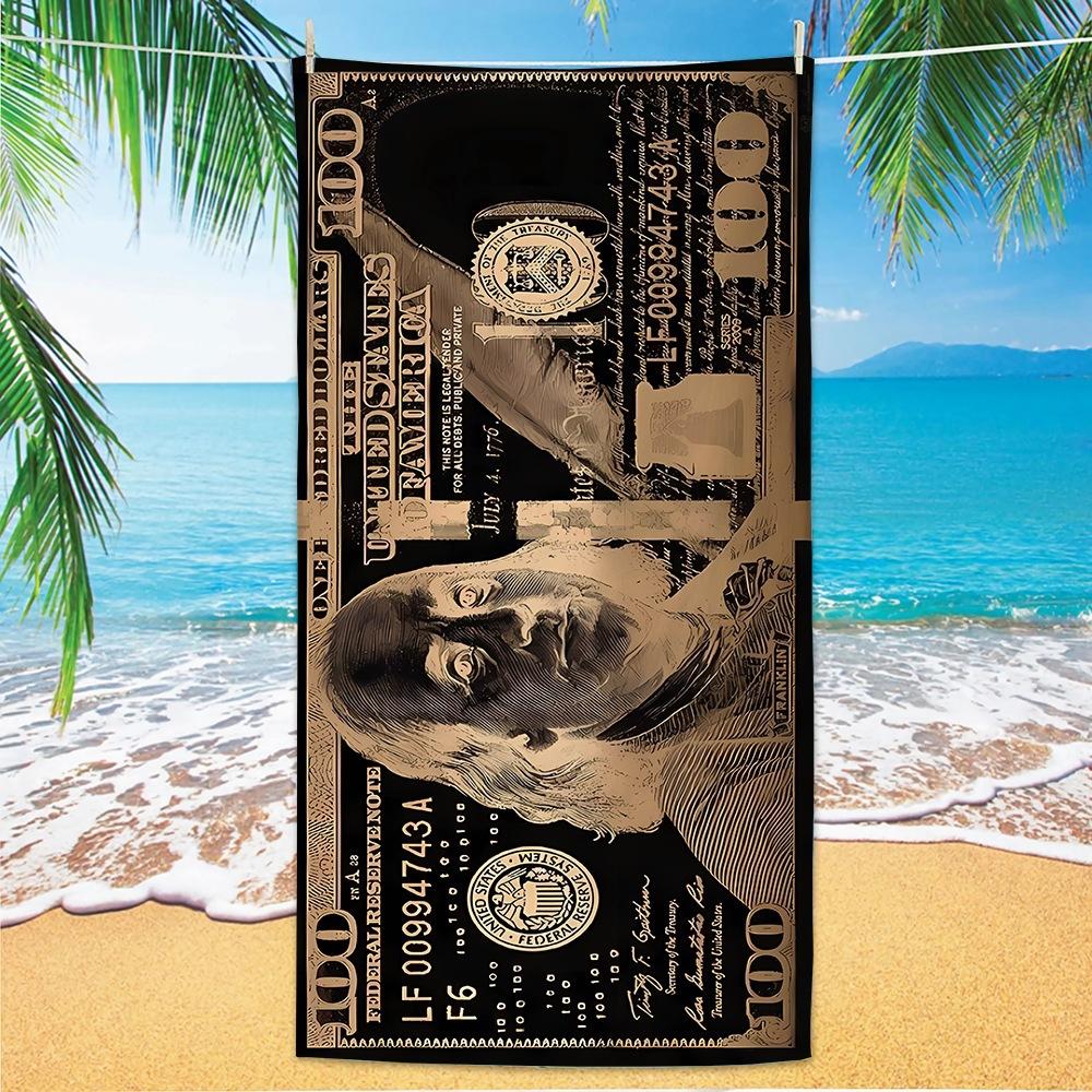Kein Geld Kein Spaß Dollar Collage Strandtuch Humorvolles Bargeld Druck Handtuch für Teenager Ideal für Sommer Camping und Partys