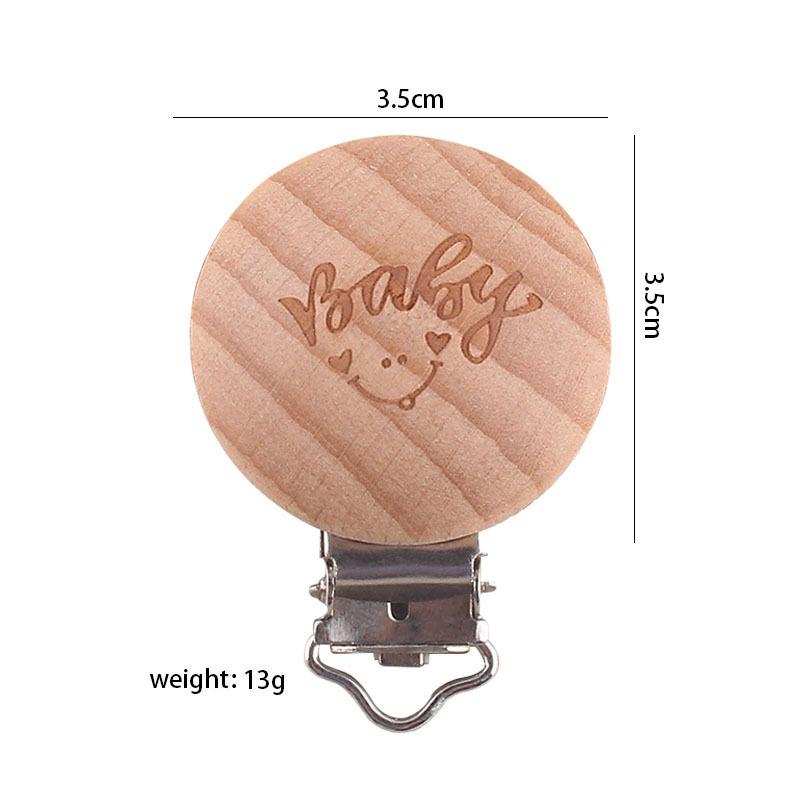 1Pcs Cute Modelling Beech Wood Pacifier Clip Baby DIY Cartoon Animal Wooden Log Pacifier Clips Nipple Chain Holder BPA Free