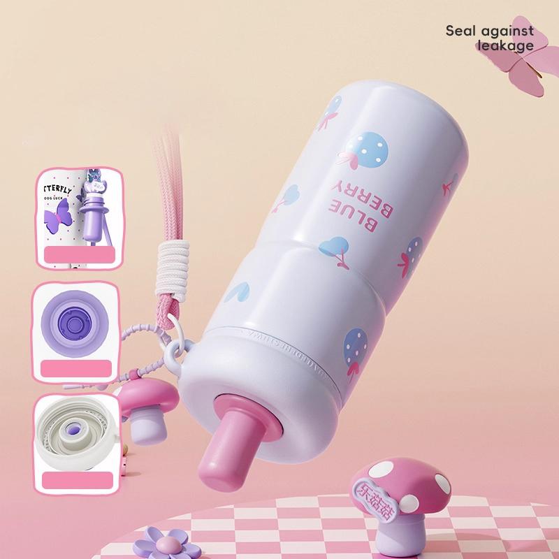 COOKER KING 680ml Straw Insulated Cup Cute Thermos Cup Large Capacity Portable Water Bottle Student Girls Cartoon Kettle/Mug