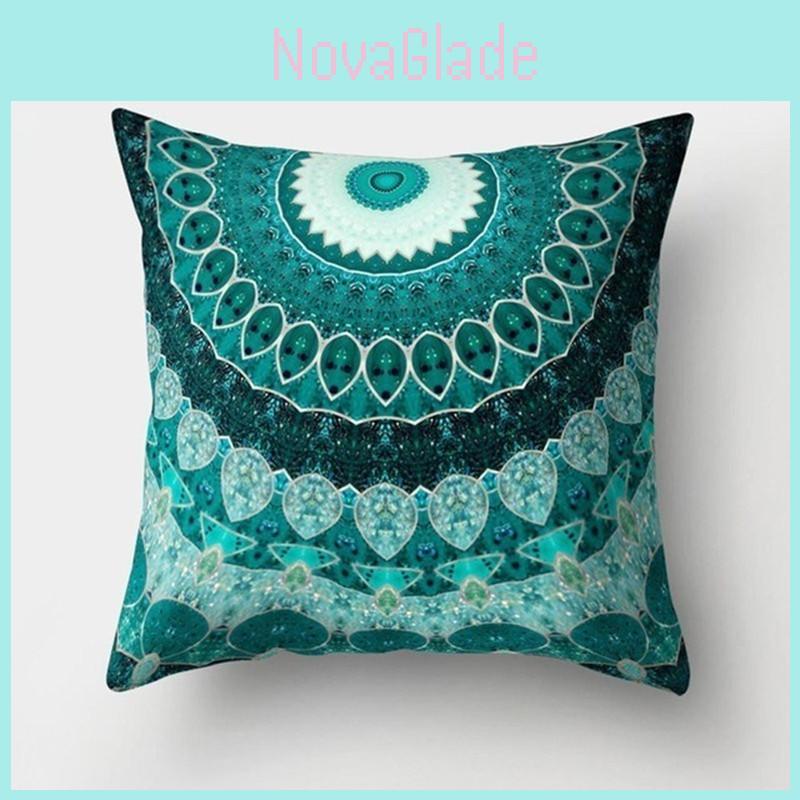 Chic Boho Mandala Flower Pillow Case With Invisible Zipper For Modern Home Decor
