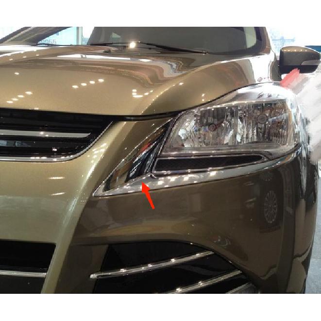 Chrome Front Headlight Eyebrow Frame Cover Trim For 2013-2016 Ford Escape Kuga
