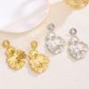 Pinkdudu Exaggerated 18k Gold Plated Trendy Flower Dangle Earrings Long Metal Flower Pendant Earrings Jewelry Accessory For Women PD1728