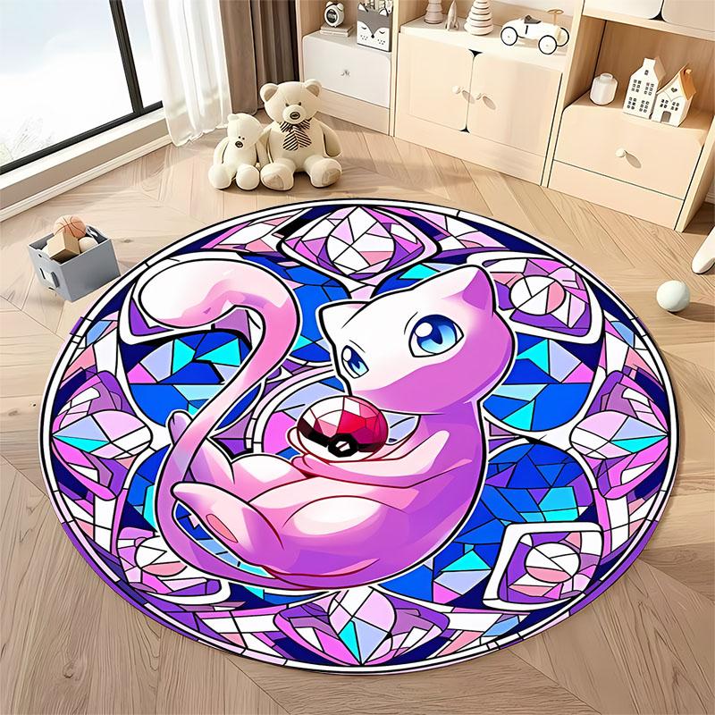1PC Cute PokemonEevee Charizard Print Round Rug Living Room Bedroom Decor Indoor Floor Mat Decor Carpet for Teens Adult Gifts
