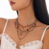 Snygg oregelbunden månpendelhalsband med tofsar Justerbar längd Choker Flerlagershalsband för trendiga kvinnor