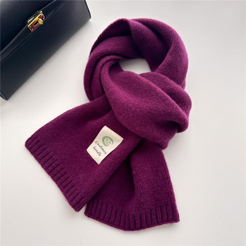 Selected Pure Cotton Wool 100% Cashmere Scarf Solid Color Student Men and Women Winter Warm Knitted Scarf Christmas