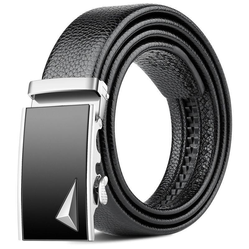 Men's Belt Genuine Leather Business Automatic Buckle Two-layer Cowhide Trendy Young Men's Trousers Belt