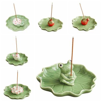 Frog Lotus Incense Burner Zen Incense Stick Holder Retro Ceramic Incense Holder  Home Decor