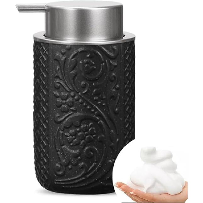 Ceramic Bathroom Foam Soap Dispenser with Silver Pump, Refillable Lotion Dispenser, Blue