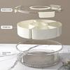 Round Rotatable Food Storage Platters Six-compartment Snack Fruit Bowl Divided Serving Tray