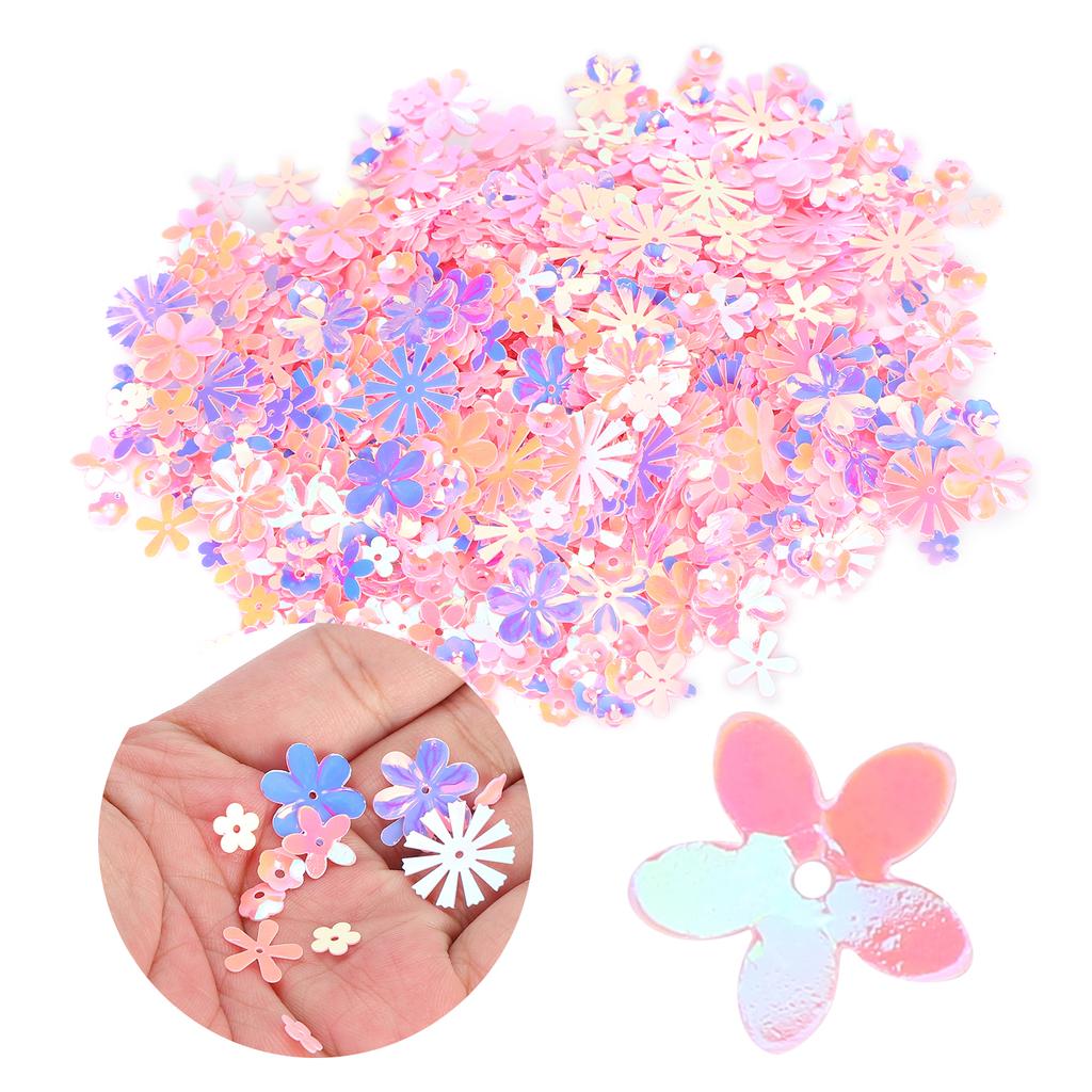 Confetti FlowerShaped Glitter Sequins Spangles Party Wedding Sprinkle Part Decoration Supplies(Colorful Pink )