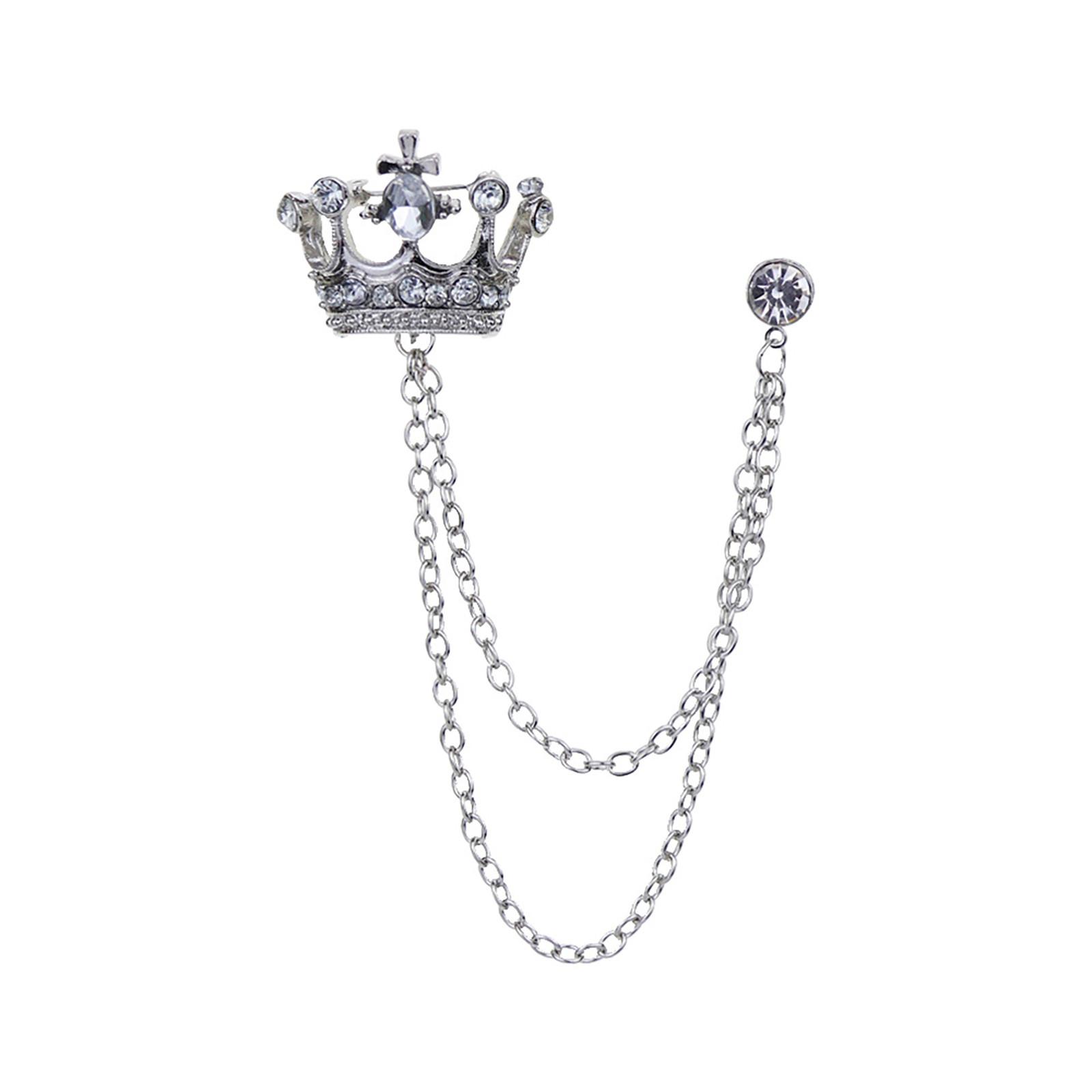 Banquet Suit Chain Pin Badge High-End Men s Crown Brooch Men s Gift