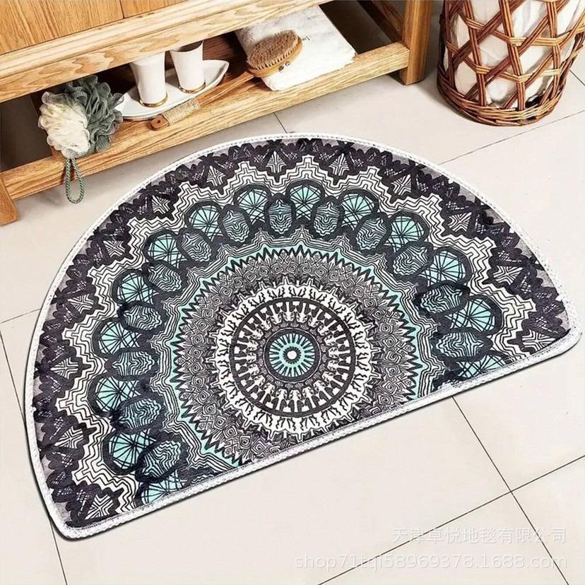 Eingangsmatte Halbkreisförmig Retro Fußmatte Staubdicht und Rutschfest Eingangsteppich