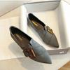 New Fashion Women Suede Leather Flat Shoes Girl Boat Shoes Pointed Toe Slip-on Loafers Big Size