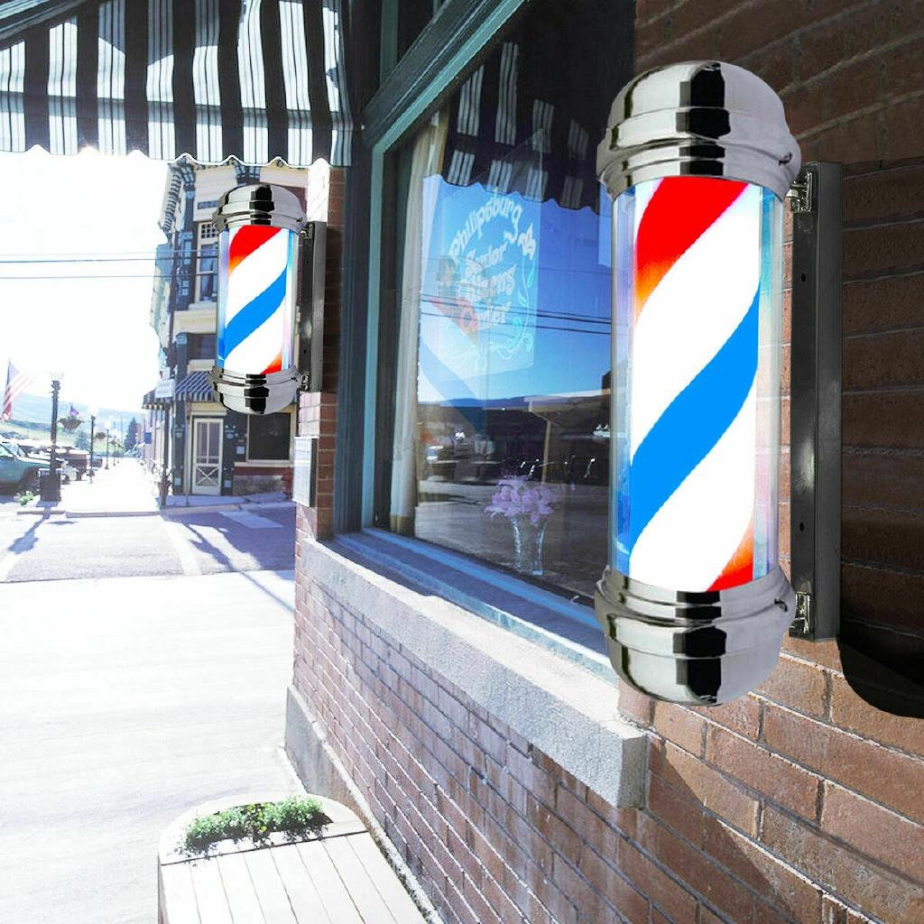 110V/220V Barber Shop Pole Lighting Stripe Rotating Light Stripes Sign Hair Wall Hanging LED Downlights