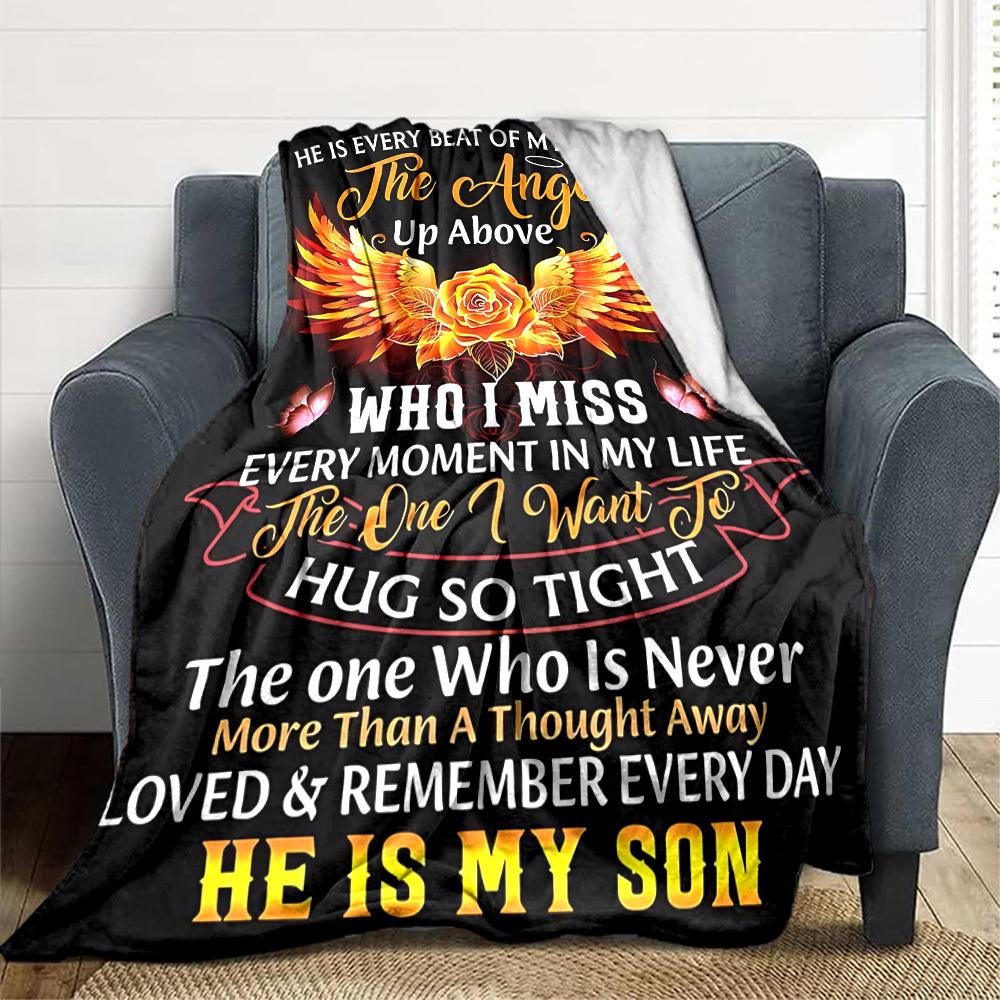 1PC Son Memorial Quote Blanket, Throw For Sofa, Bed, Travel, Printing Blanket With Soft And Warm Fabric Yy250918187