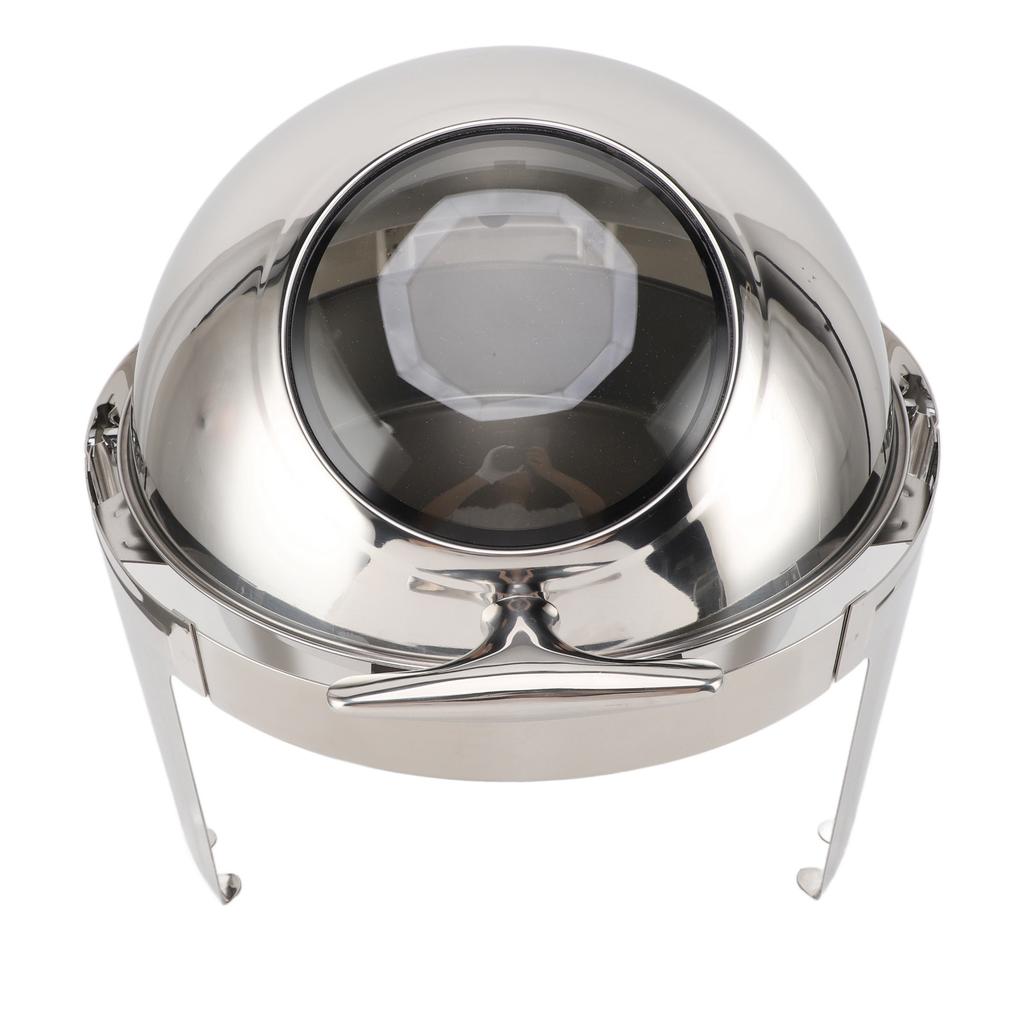 Chafing Dish Buffet Set Stainless Steel Buffet Chafer 6L Buffet Catering Food Warmer Alcohol Heating Visible Glass Lid Round